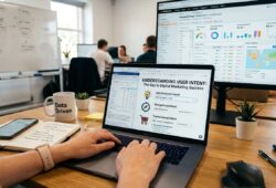 a guy using computer and you see user intent