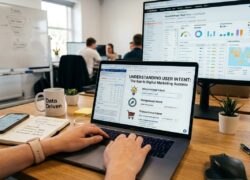 a guy using computer and you see user intent